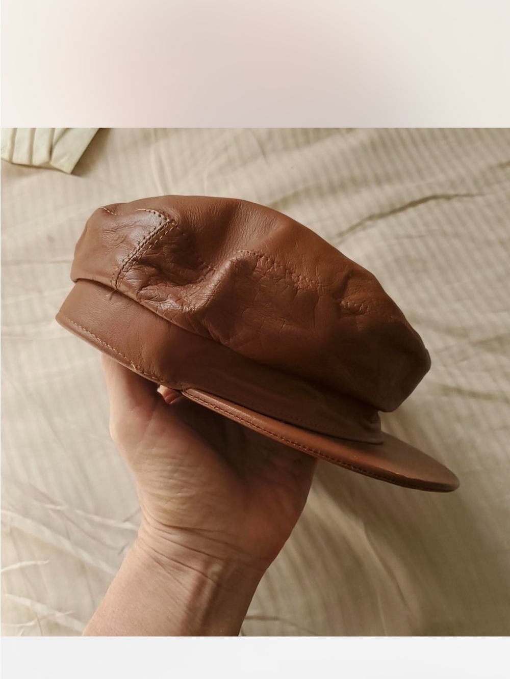 ASO Taylor Swift Janessa Leone Mattie Black Leather Newsboy cap hat